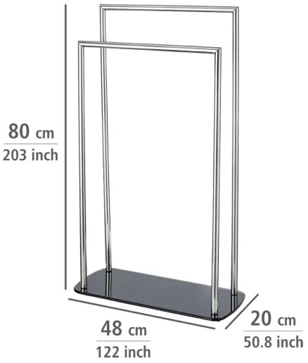 WENKO 24076800 - Porta asciugamani RAVINA 48x80 cm in acciaio inossidabile/argento/nero