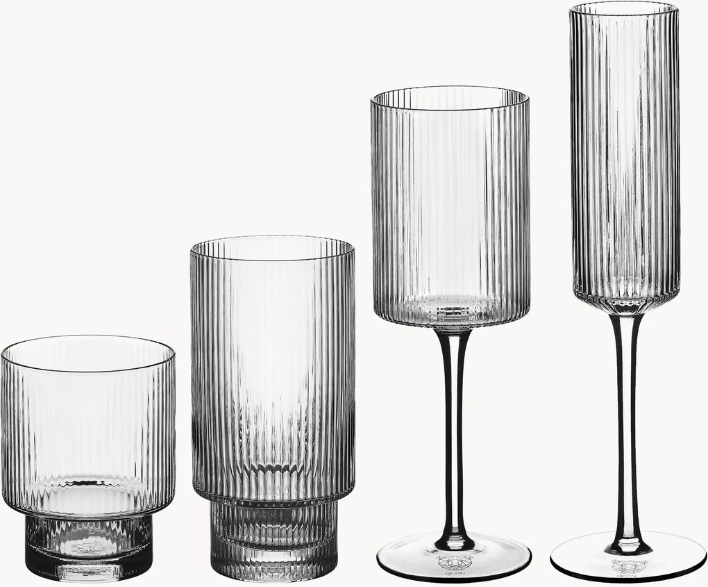 Set di 24 bicchieri in cristallo Linje, 6 persone