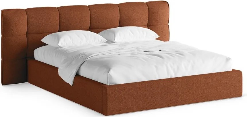 Letto matrimoniale imbottito color mattone con contenitore con rete inclusa 180x200 cm Eric – Micadoni