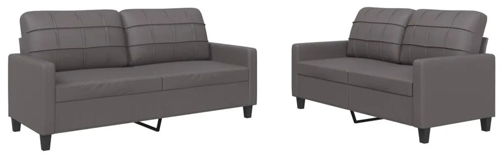 Set di divani 2 pz con cuscini grigio in similpelle