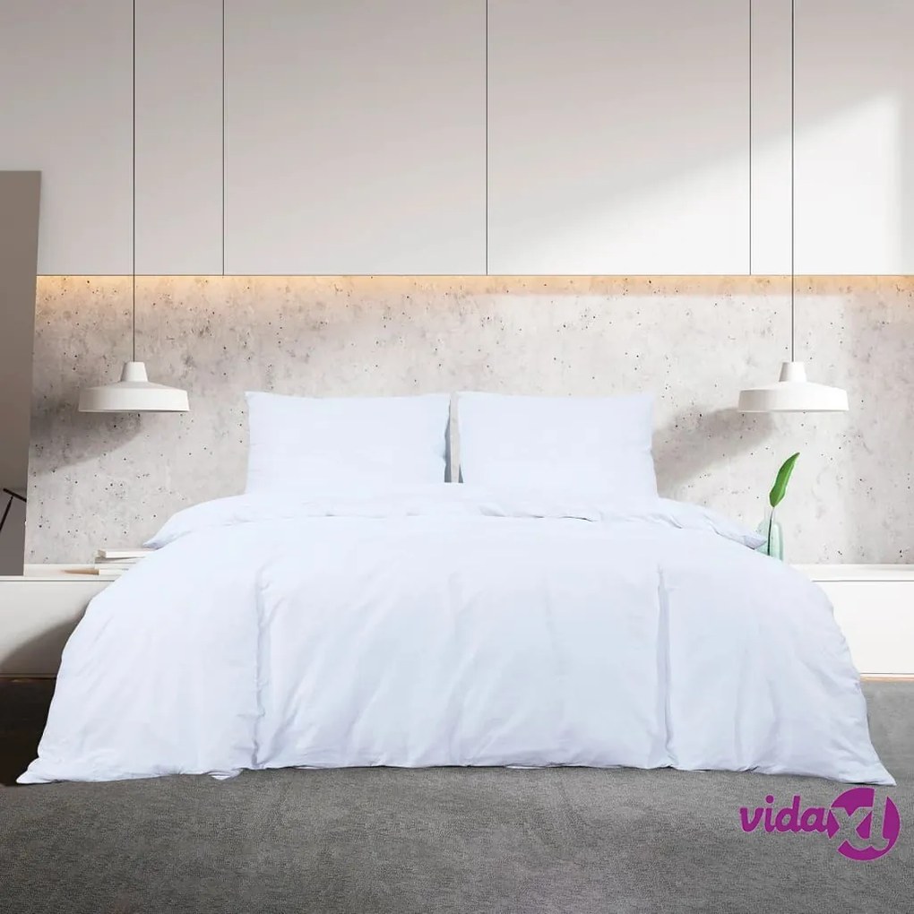 vidaXL Set Copripiumino Bianco 200x200 cm in Cotone