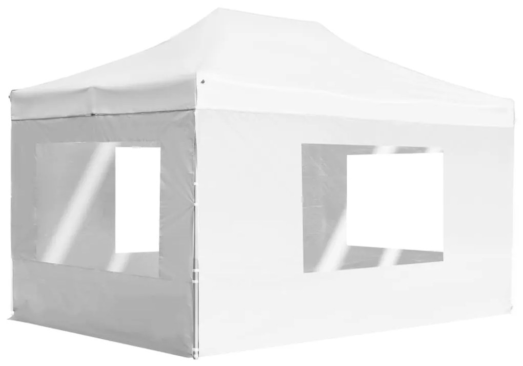 Gazebo Professionale Pieghevole Alluminio Pareti 4,5x3m Bianco /