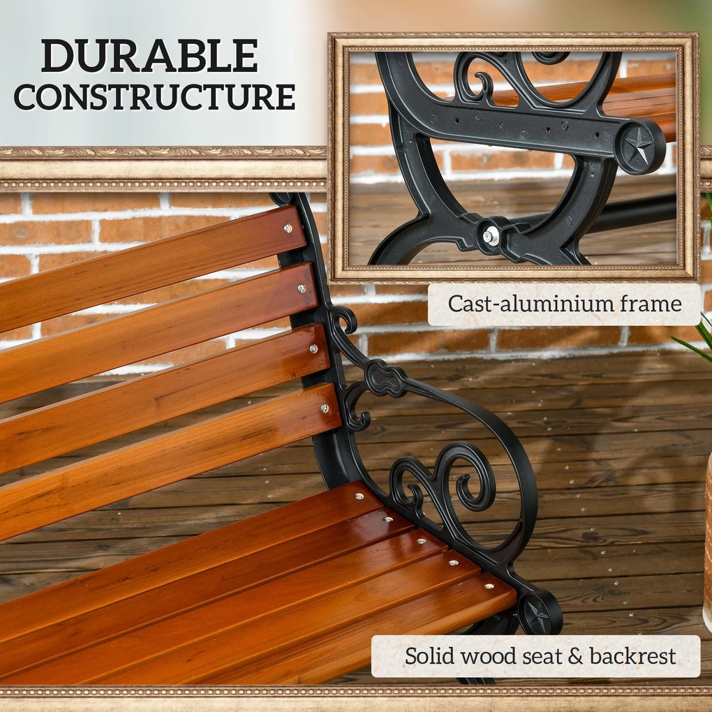 Panchina da Giardino 2 Posti con Braccioli 120x64x79 cm in Alluminio e Legno Teak...