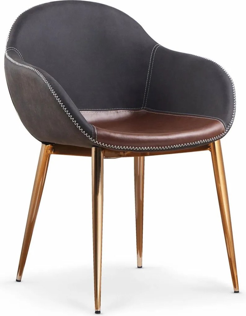 Sedia K304 ecopelle marrone grigio