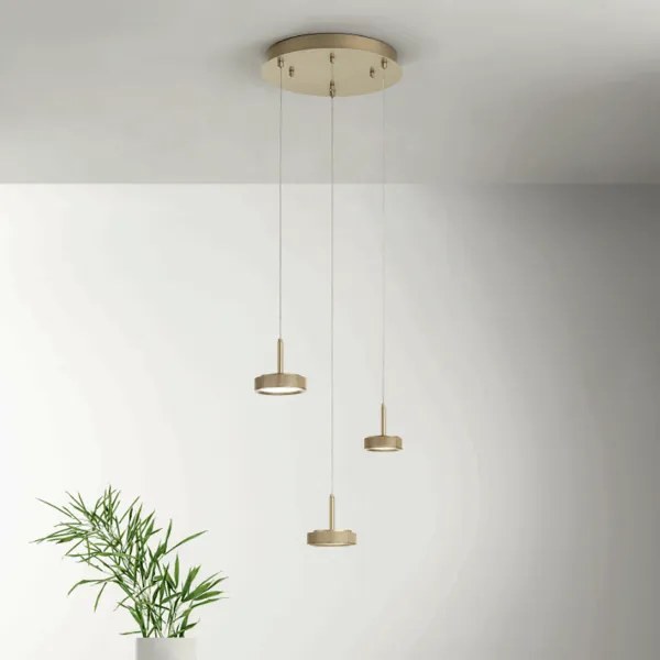 Lampada a sospensione NINA in metallo verniciato 45 cm Oro 3 Luci Led