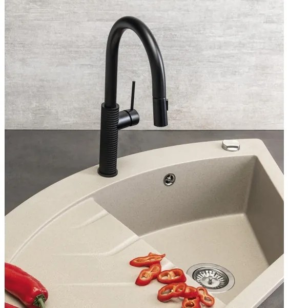 Sapho - Rubinetto lavello con doccetta estraibile FLAWO opaco nero