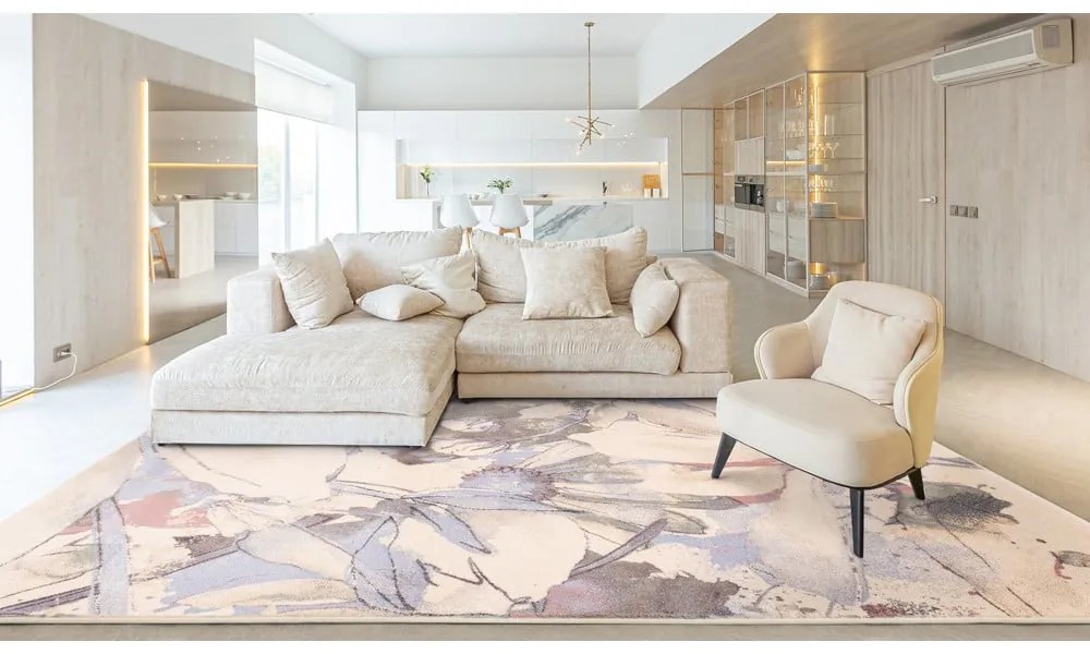 Tappeto in lana crema 160x240 cm Lilia - Agnella