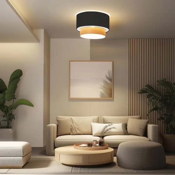 Brilagi - Plafoniera LED da soffitto CERIA 1xE27/40W/230V Ø 50 cm nero/beige