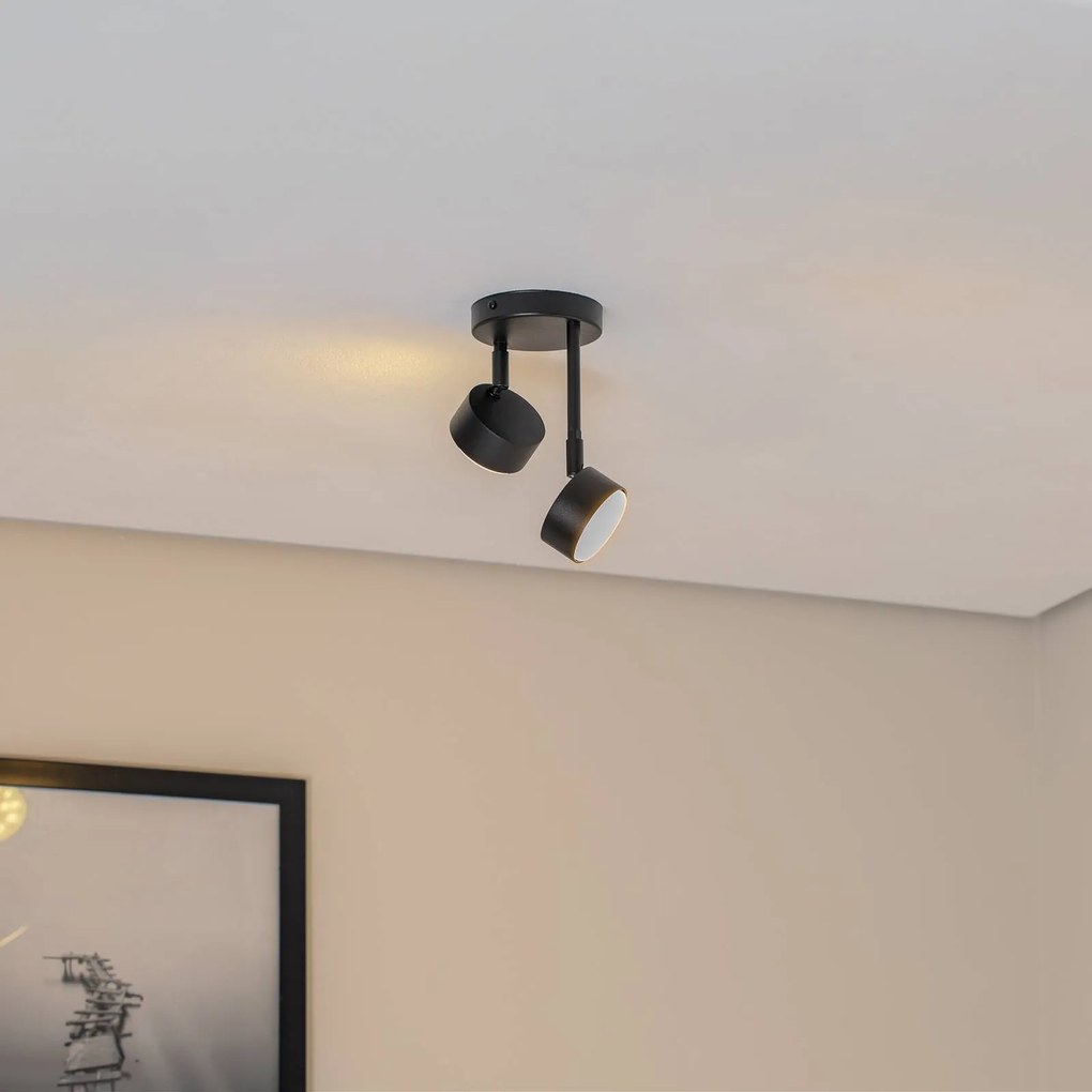 SIGMA Faretto da soffitto Nemo, 21 cm, a 2 luci, nero, orientabile, GX53