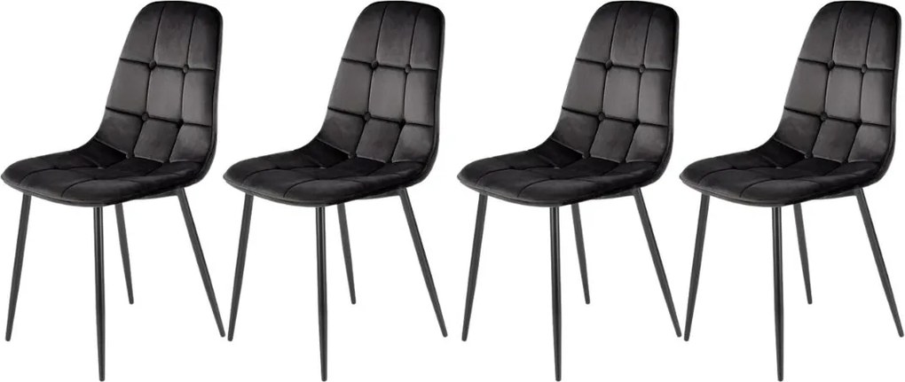 Set di 4 sedie K417 in velluto nero