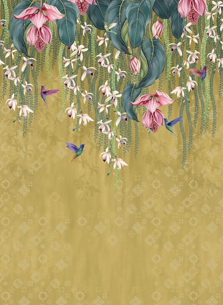 Osborne & Little Carta da parati Trailing Orchid - Metallic Gold