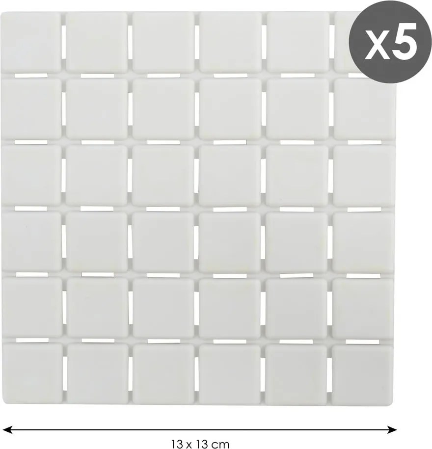 Set di tappetini antiscivolo 5 pz per la vasca 13x13 cm Quadro – MSV