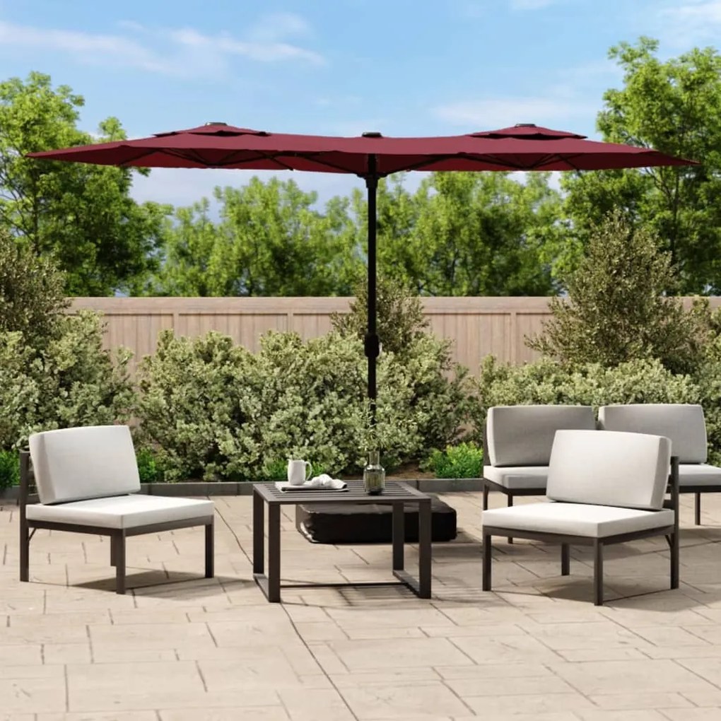 Ombrellone A Doppia Testa Con Led Rosso Bordeaux 316x240 Cm /