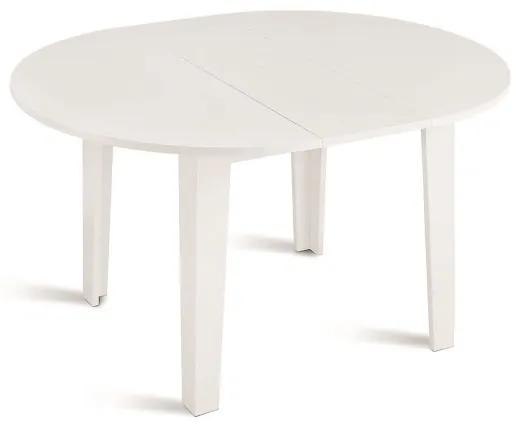 Tavolo tondo allungabile 155 cm con base metallo e piano Bianco frassinato MODUS