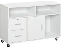 Mobile Porta Stampante con Cassetti 100x35x65 cm in Legno Truciolare Bianco