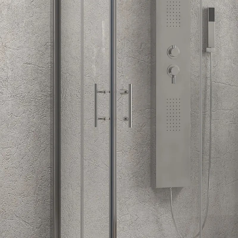 Kamalu - Box doccia 3 lati 80x150x80 doppio scorrevole anticalcare KF1000