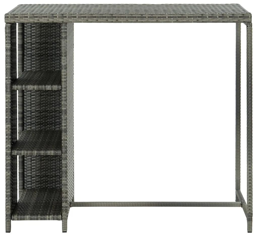 Tavolo da bar con ripiani grigio 120x60x110 cm in polyrattan