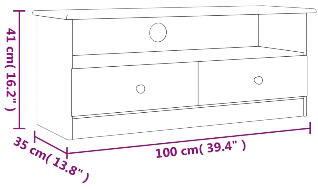 Mobile TV con Cassetti ALTA 100x35x41 cm Legno Massello di Pino