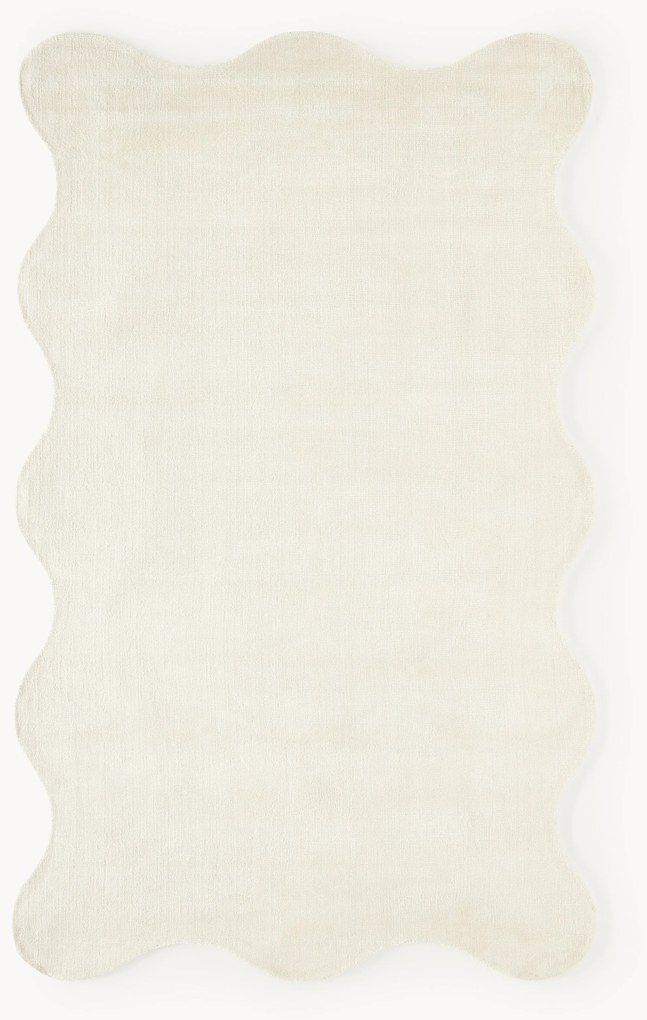 Tappeto in viscosa tessuto a mano con bordo ondulato Wavy