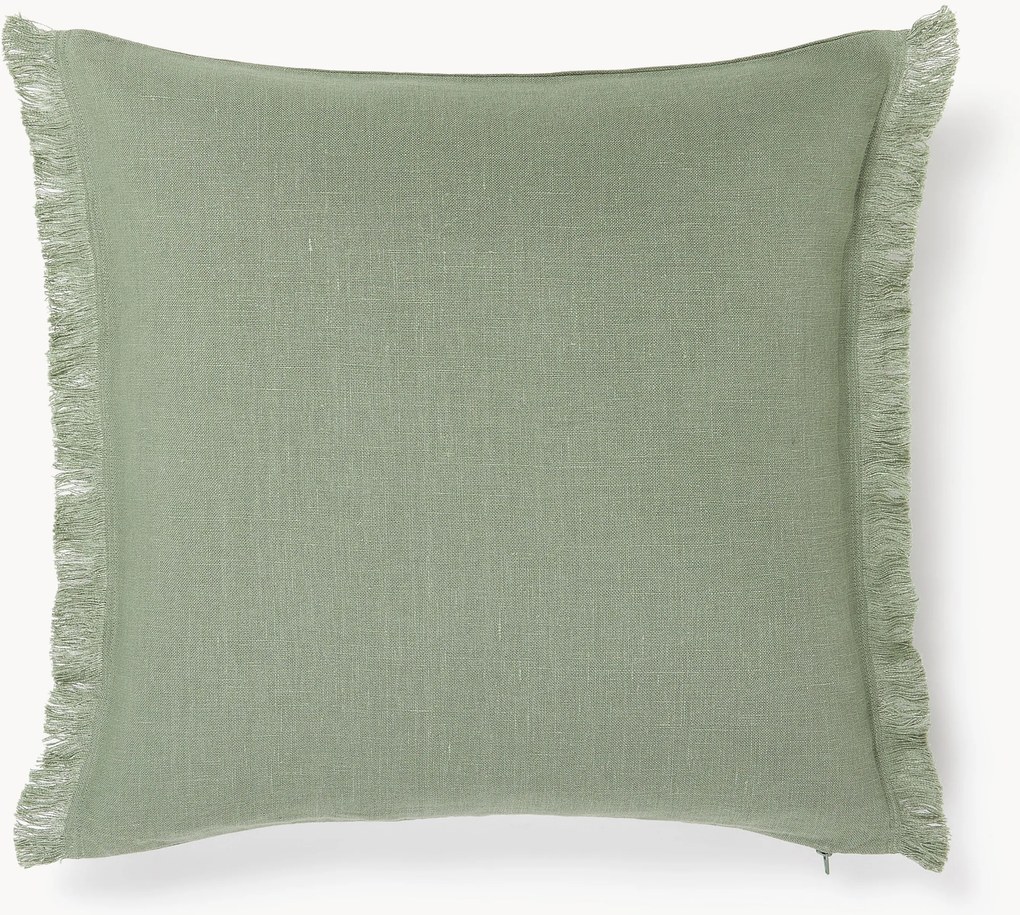 Copricuscino in lino con frange Luana