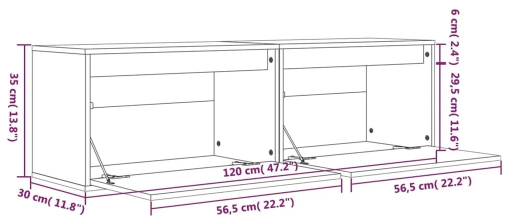 Pensili Neri 2 pz 60x30x35 cm in Legno Massello di Pino