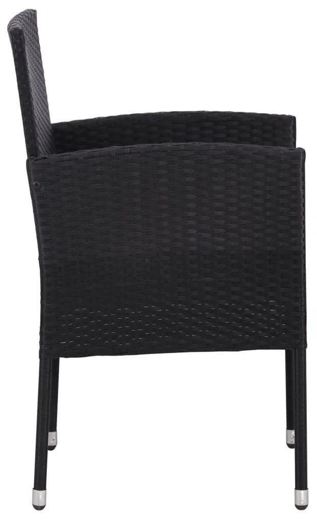 Set da Pranzo da Giardino 5 pz Nero in Polyrattan e Acciaio