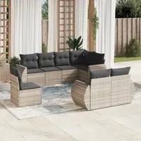 Set Divano da Giardino 8pz con Cuscini Grigio Chiaro Polyrattan 3221641