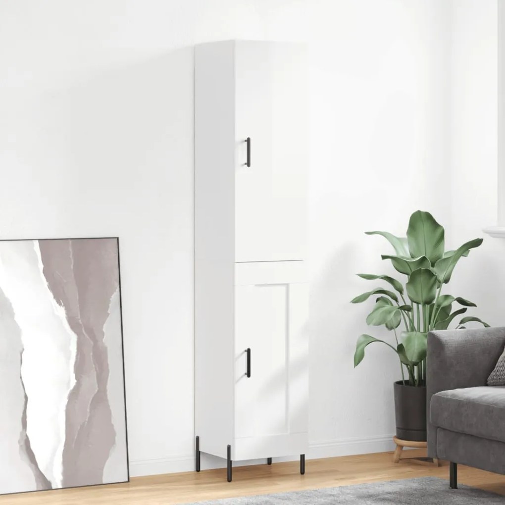 Credenza 34,5x34x180 cm in legno multistrato bianco lucido