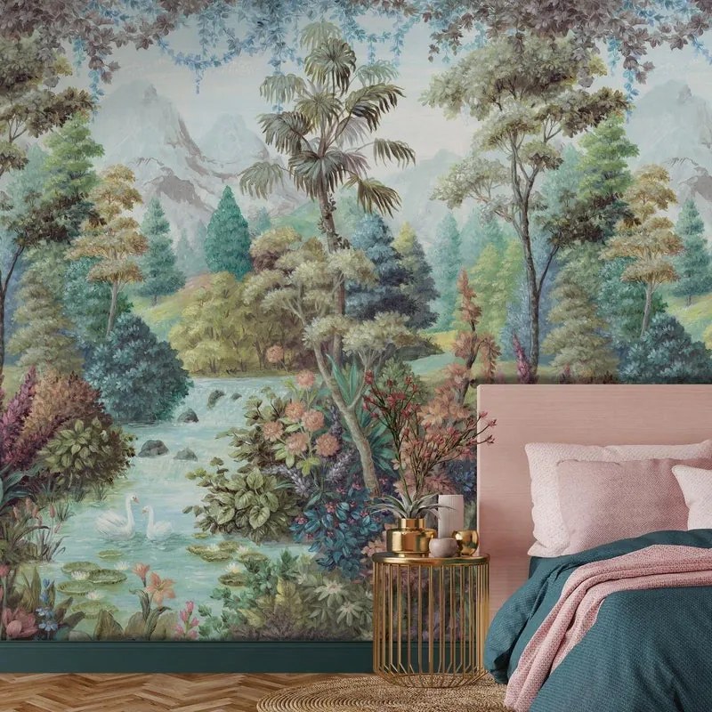 Fotomurale HOLDEN DECOR Natura, rosa, azzurro, verde 210X280 cm