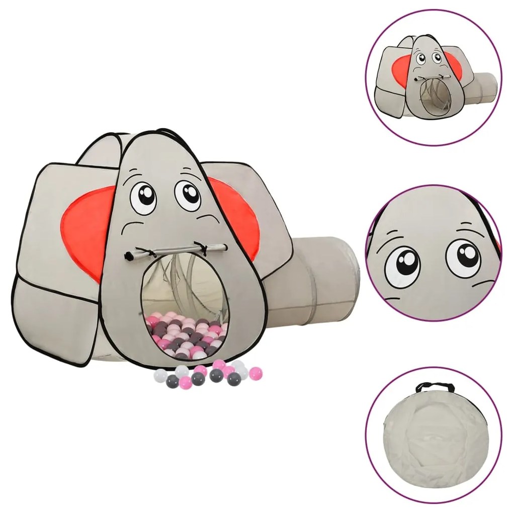 Tenda Gioco Bambini Elefante Grigio 250 Palline 174x86x101 Cm /