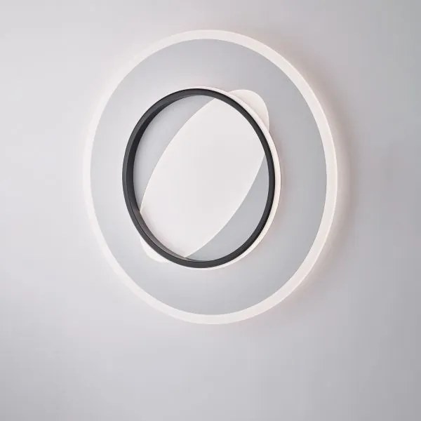 Plafoniera in metallo e alluminio laccato bianco e nero con led int...