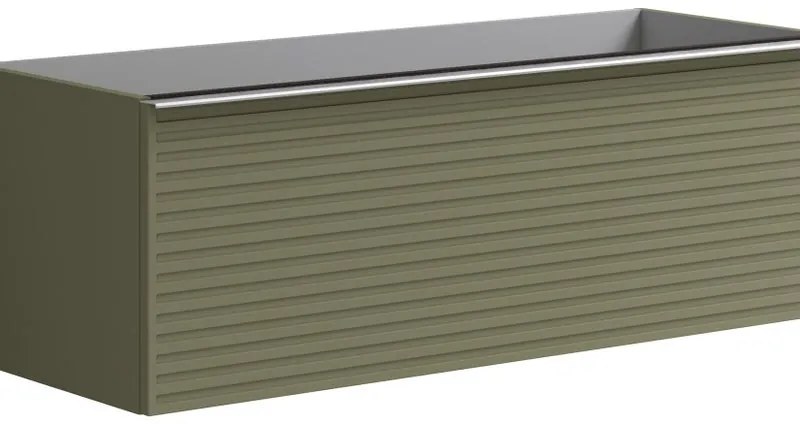 Mobile da bagno da fissare sotto lavabo L 120 x H 40 x P 45.5 cm verde laccato, 2 cassetti Pixel stripes