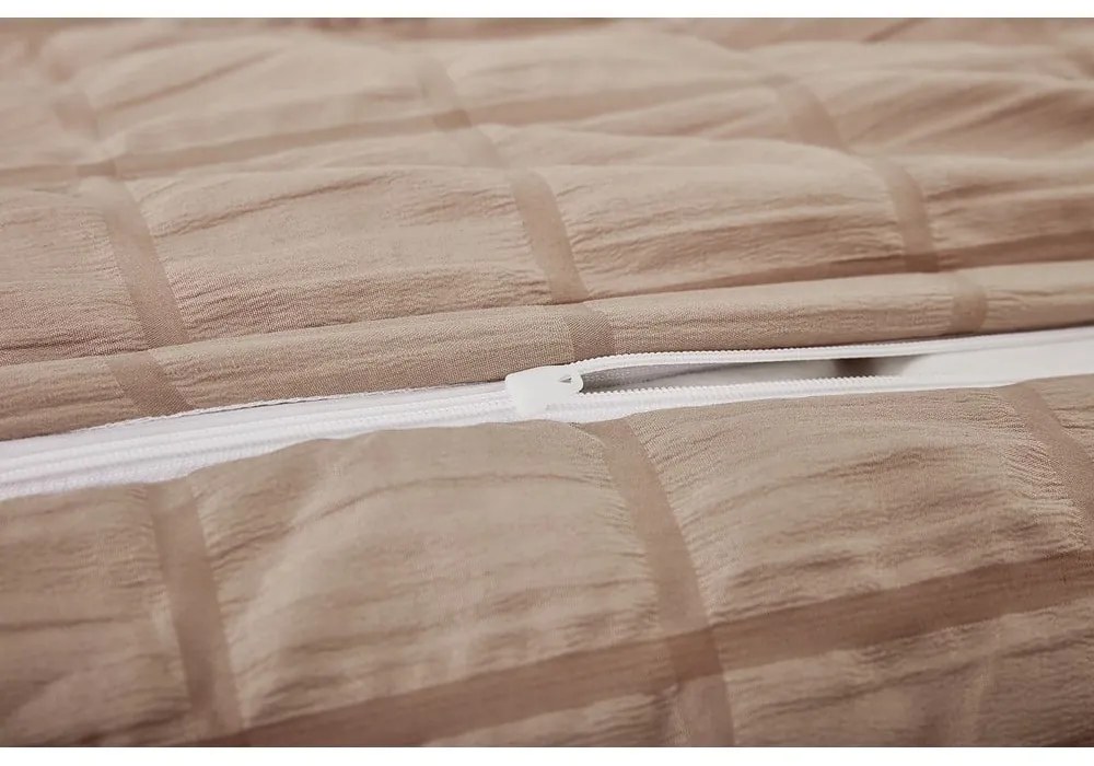 Biancheria da letto marrone in crêpe per letto singolo 140x200 cm Naomi – My House