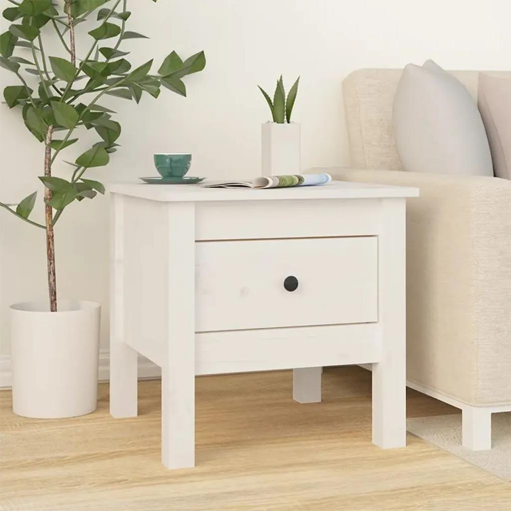 Tavolino bianco 40x40x39 cm legno massello di pino