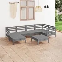 Set Salotto da Giardino 7 pz in Legno Massello di Pino Grigio 3082961