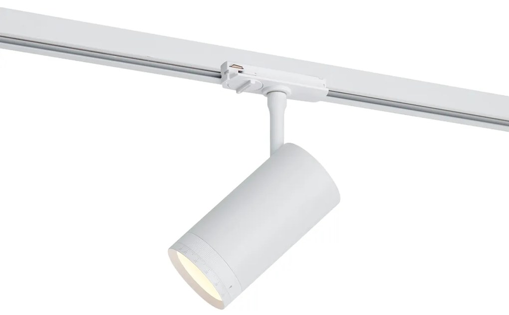 Faretto moderno bianco per sistema di illuminazione su binario monofase con LED orientabile e inclinabile - Iconic Zoom