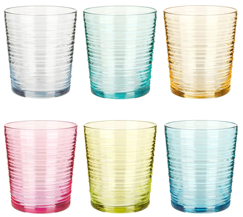 Set bicchieri acqua colorati in vetro da 6 pezzi