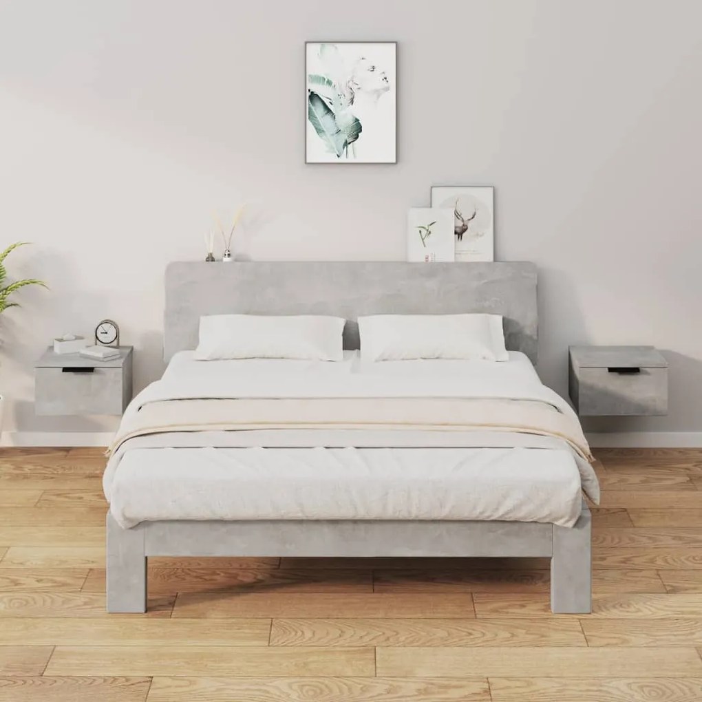 Comodini A Muro 2 Pz Grigio Cemento 34x30x20 Cm /