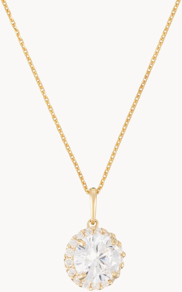 Collana in argento con ciondolo in oro giallo e zirconia Romana