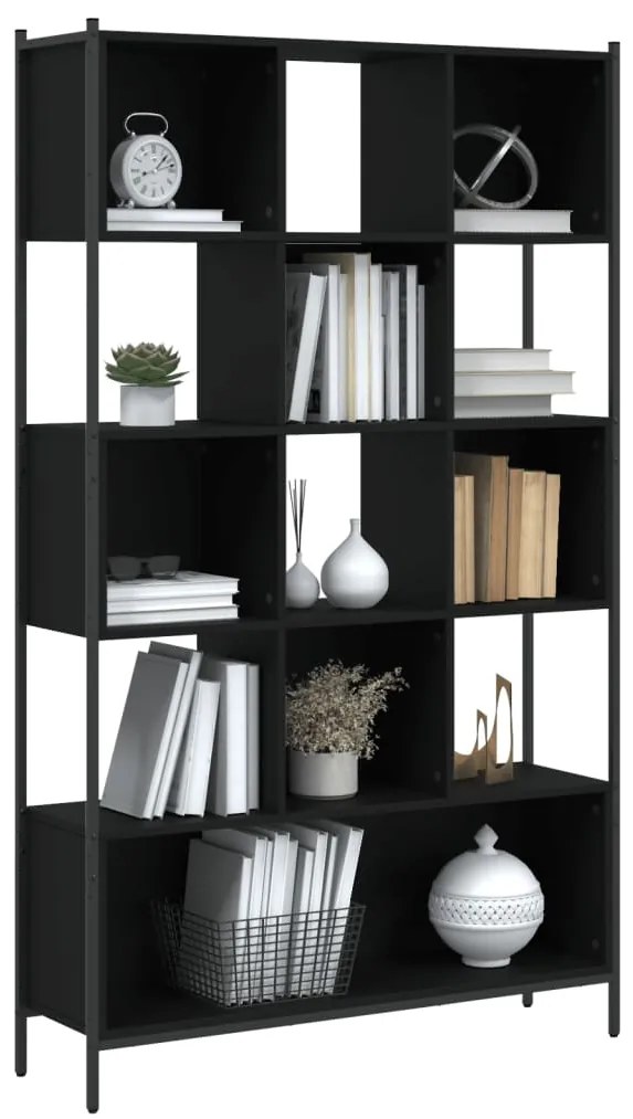 Libreria Nera 102x28x172 cm in Legno Multistrato