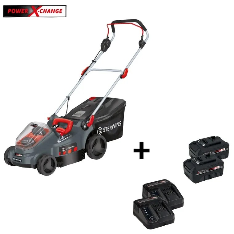 Tagliaerba a batteria STERWINS Powerxchange 36V L 37.5 cm, 2 batterie e caricabatteria inclusi