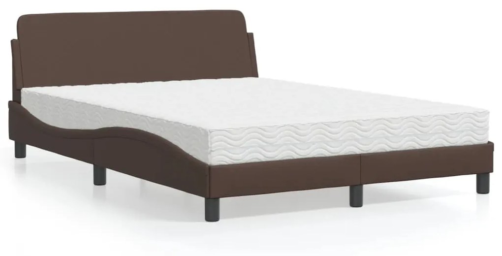 Letto Con Materasso Marrone 140x190cm İn Similpelle /