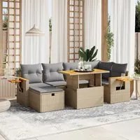 Set Divani da Giardino 7 pz con Cuscini Beige in Polyrattan 3276146