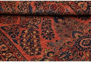 Antik Medaglione Floreale Rosso Ruggine Blu Scuro 92x200 Cm
