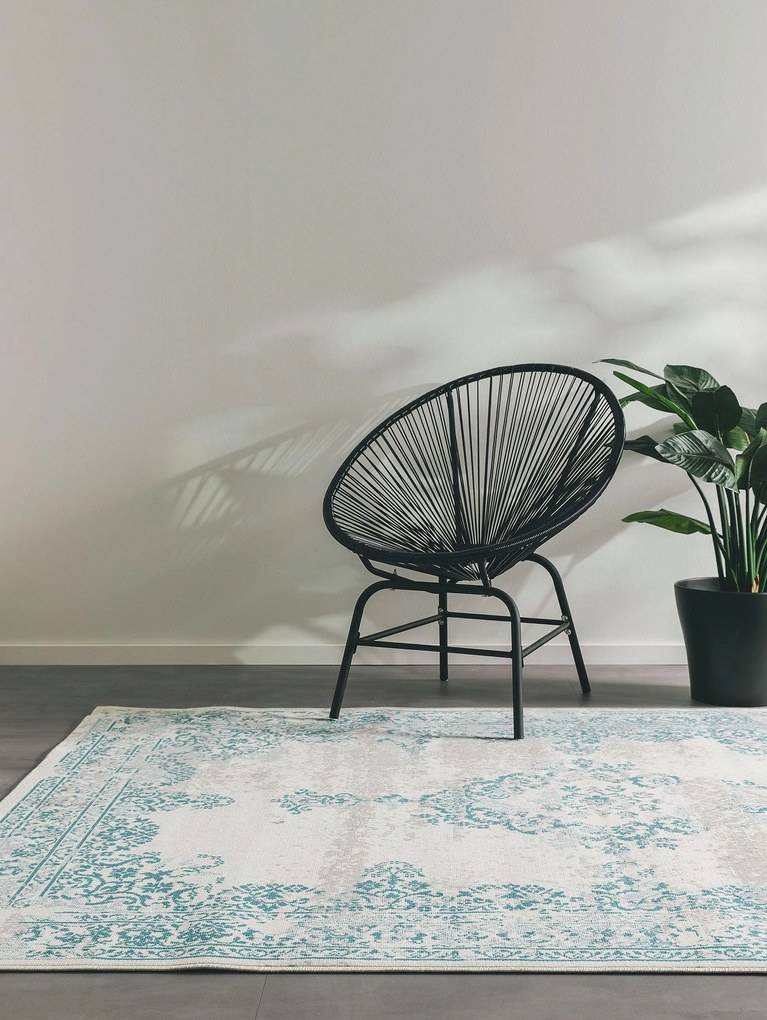 benuta Nest Tappeto per interno ed esterno Antique Beige/Turchese 120x170 cm - Tappeto outdoor per balcone, terrazzo e giardino