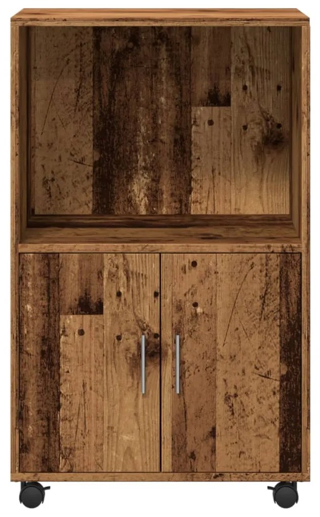 Mobiletto con ruote legno antico 55x40x91 cm in truciolato