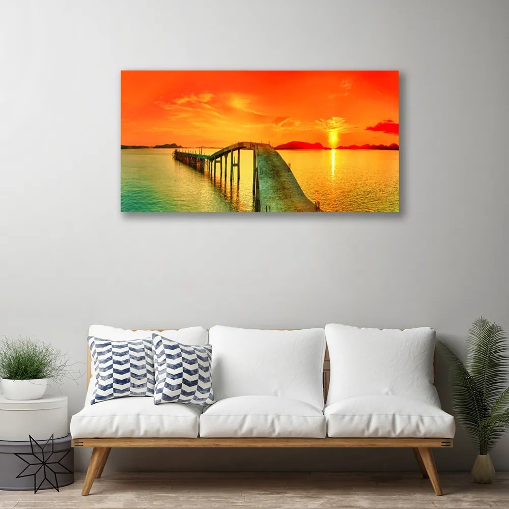 Quadro su tela Architettura del ponte sul mare 100x50 cm