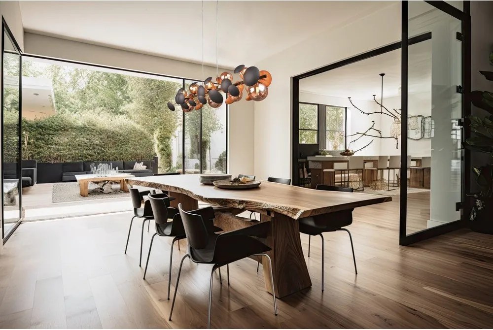 Lampada a sospensione con paralume in vetro grigio-oro Bubble - Trio Select