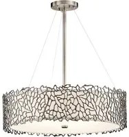 Lampadario Contemporaneo Silver Coral Metallo Peltro Classico Vetro 4 Luci E27