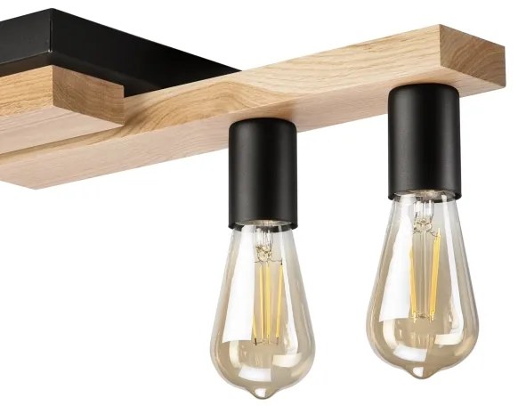 Lampadario a plafone MATTE 4xE27/15W/230V nero/quercia